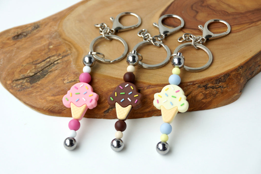 Ice Cream Beaded Keychain