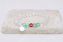 Load image into Gallery viewer, Christmas holly moonstone bracelet on elastic