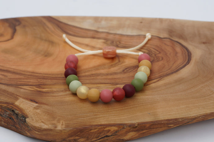 Fall colours adjustable silicone bead bracelet