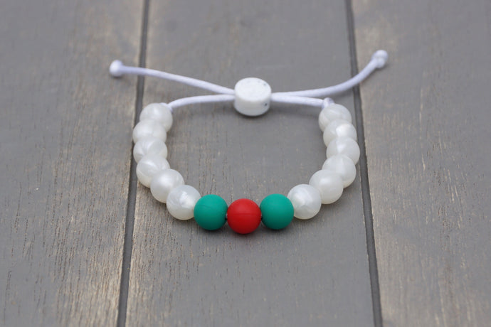 Christmas holly adjustable silicone bead bracelet 