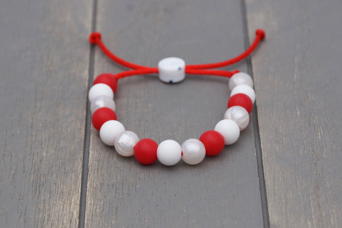 candy cane adjustable silicone bead bracelet